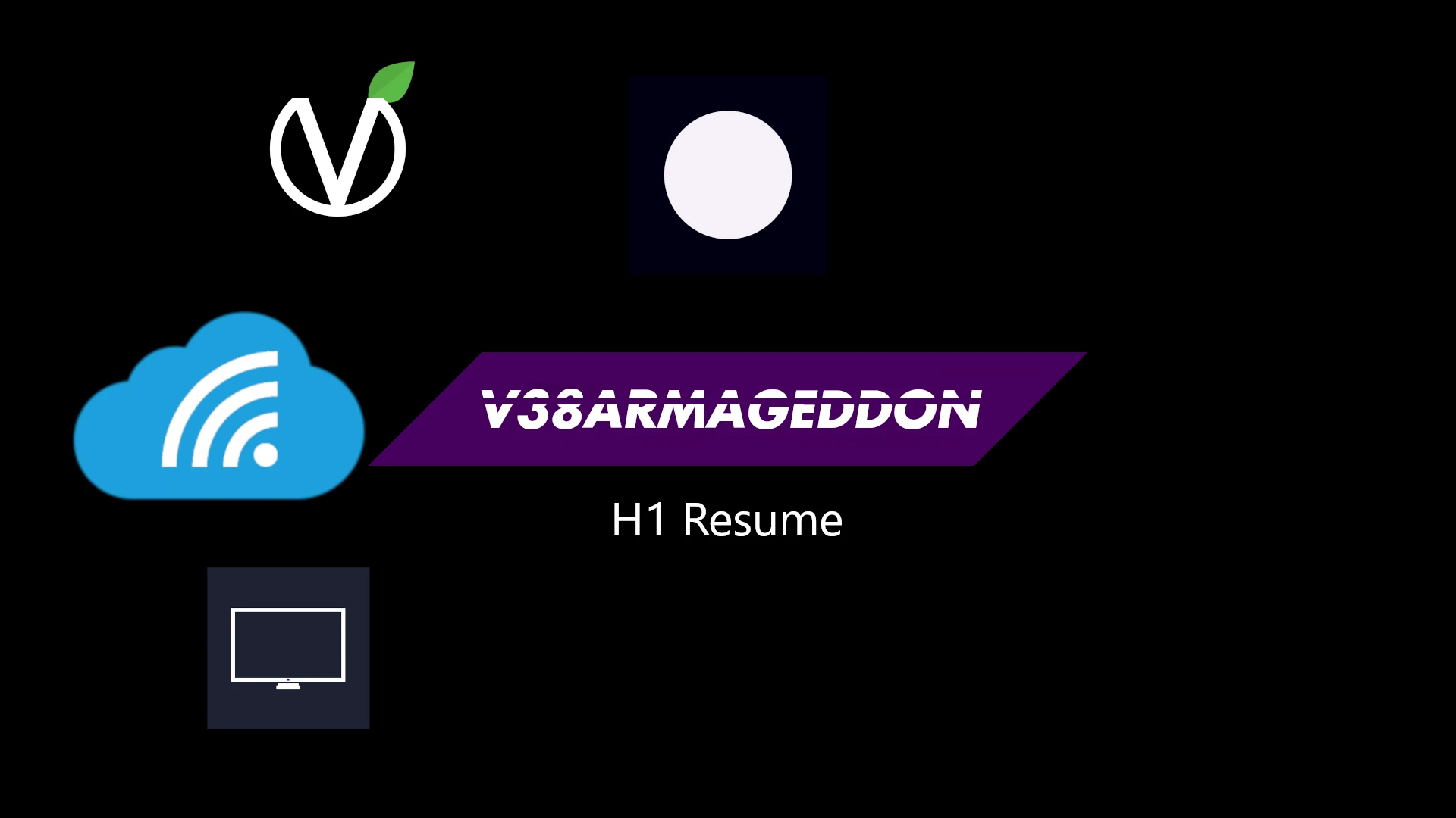 Logo of v38armageddon with WebSM, MediaBrowser, Vincent OS and D.O.T alongside